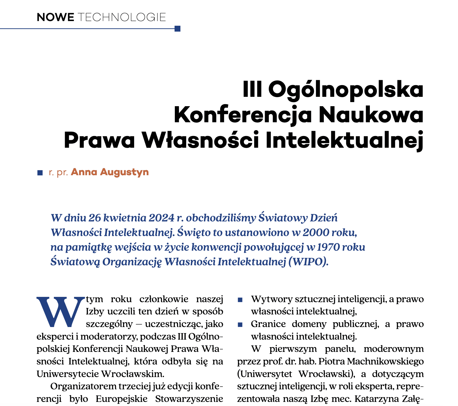 Artykuł w Przeglądzie Radcowski